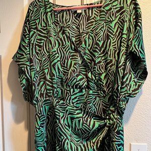 Michael Kors, green & black XL dress with side tie